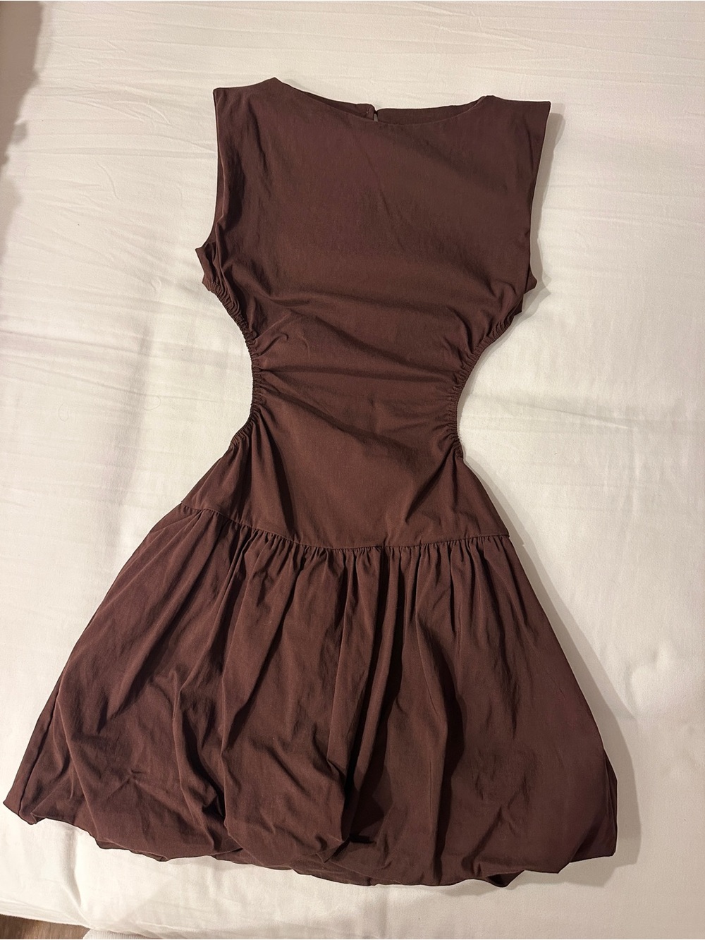 PrettyLittleThing Brown Cutout Waist Tiered Mini Dress